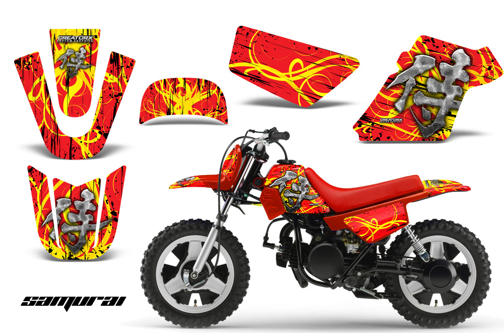 Yamaha PW 50 Graphics Kit Samurai Yellow Red RB